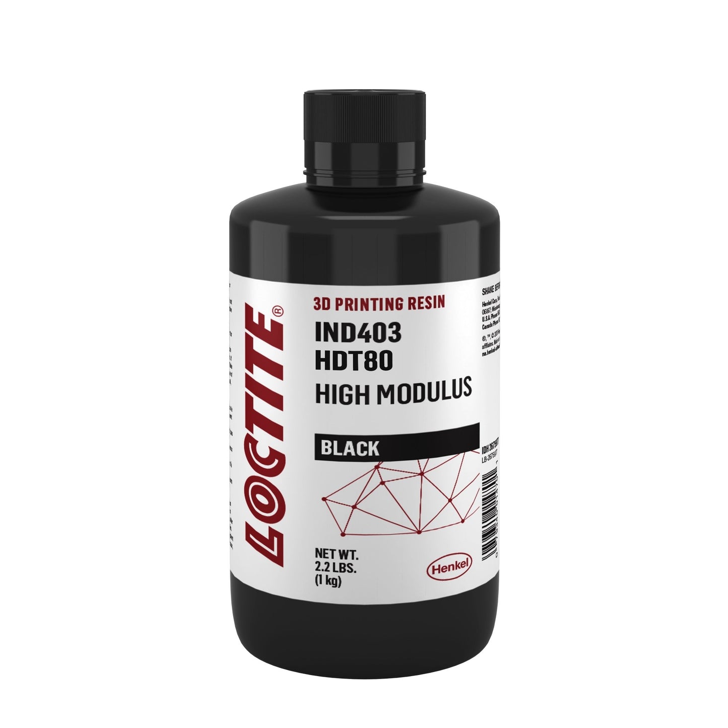 Loctite IND403, HDT80 High Modulus 3D Printing Resin Black 1kg - 3D Print Monkey -