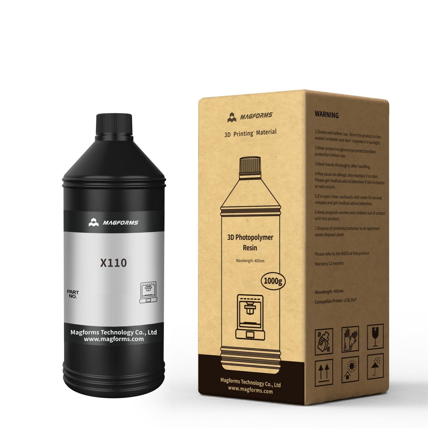 Magforms X110 White Photopolymer Resin 1kg - 3D Print Monkey - 